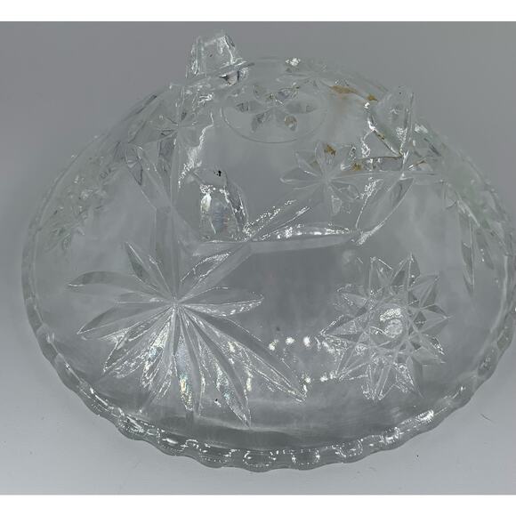 Anchor Hocking Footed Bowl Vintage Pressed Clear Glass Star Of David Candy Dish - Picture 4 of 5
